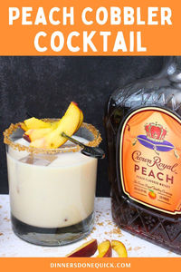 Enjoy the sweet, comforting flavors of a Peach Cobbler Cocktail made with Crown Royal Peach Whiskey. This delicious drink combines the smooth taste of peach whiskey with a creamy base and a hint of spices to create a cocktail that tastes just like your favorite dessert. Perfect for summer gatherings or cozy nights in, this easy-to-make cocktail is sure to impress. Click to get the full recipe and bring a taste of peach cobbler to your glass!