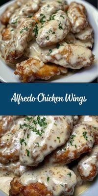 Indulge in the creamy, savory goodness of Alfredo Chicken Wings! This recipe combines crispy baked or fried chicken wings with a rich and cheesy Alfredo sauce, creating a finger-licking treat perfect for game nights, parties, or a unique dinner idea.