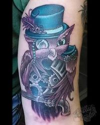 Image result for new school steampunk owl tattoo