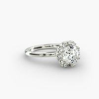 Petite Floral Halo Diamond Engagement Ring In 14k White Gold (1/10 Ct. Tw.)    Stunning!   #engagementrings #diamondengagementring  #diamondring    #haloengagement