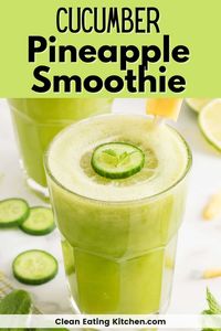 This Cucumber Pineapple Smoothie is a quick way to get nutrients and hydration. This refreshing drink is packed with vitamins, minerals, and antioxidants, plus it tastes great. This recipe is naturally dairy-free and vegan.