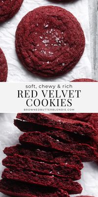 These red velvet cookies have all the delicious flavor of your favorite red velvet cake recipe but are much faster to make. With their soft and chewy texture and rich, fudgy flavor, it’s love at first bite! | Browned Butter Blondie