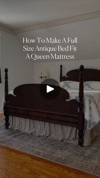 285K views · 14K reactions | How to make a full size antique headboard & footboard fit a queen mattress. No screwing into the headboard or drilling holes in the antique wood. No custom side rails. Just a conversion bracket and some bolts! Comment “Link” and I’ll DM you the links to the brackets and metal bed frame we used!  https://liketk.it/53pLH | DANICA • Nadine Stay