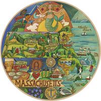 "Magnificent Massachusetts" Lazy Susan –Map motif of our favorite New England colony, Massachusetts 18"D Part number: LZY020S-48 Inventory on hand, ships FOR FREE within 1-2 weeks. Every Sincerely, Sticks piece is printed with love in Des Moines, Iowa, USA. Want to know more about the difference between Sticks Handmade and Sincerely, Sticks? Take a look here!