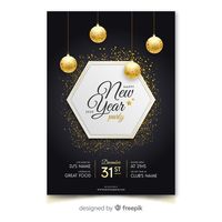 Flat design new year 2020 party poster template. Download for free at freepik.com! #Freepik #freevector #poster #new-year #party #design