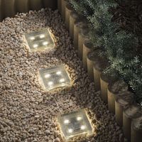 Lights.com | Outdoor | Outdoor Lighting | Solar Landscape Lights | Lined Solar Brick Light, 4x4", Warm White