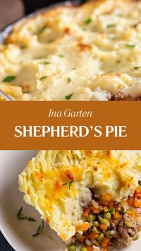 Ina Garten Shepherd’s Pie recipe is made with ground beef, onions, herbs, Worcestershire sauce, garlic, flour, tomato paste, broth, peas, carrots, corn, potatoes, butter, half & half, garlic powder, salt, pepper, and Parmesan cheese. Total time needed is 90 minutes with 6 servings.