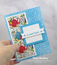 This card is one of the cards in my By My Side Card Sampler. It was made using Tea Boutique Designer Series Paper, Tea Boutique Cards & Envelopes and the stamp set, By My Side. Created by Tracy Bradley, Independent Stampin' Up! Demonstrator www.stampingwithtracy.com