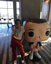 pants,red,millie bobby brown