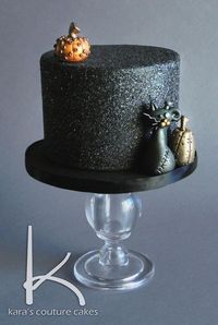 Steampunk Halloween Cake with Edible Gelatin Glitter by Kara's Couture Cakes #halloweencakes #ediblegelatinglitter #cakedecorating