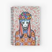 "Nan's Closet" by Ray Dust. Drawing of a skeleton girl inspired by the Day of the Dead and my Nan's closet. This artwork is printed on many items in my Redbubble shop. Print, vintage inspired colors, eclectic art, boho chic, flowers, skull, hairstyle, Frida inspired, inspiration, cute, happy, free, love, find your thing, artist, pen and ink drawing, markers, patterns, bloom, Halloween, dia de los muertos, fineart, collect art, believe, gift for her, friend, wallpaper art, illustration, pretty