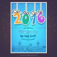 Blue new year poster I Free Vector