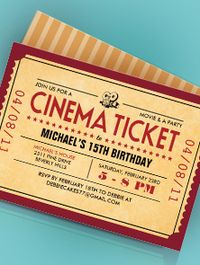 Movie Ticket Birthday Invitations - Customize with your own info!