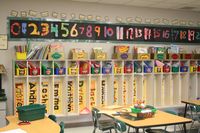 I love the large name plates in the cubbies. This would be my dream!