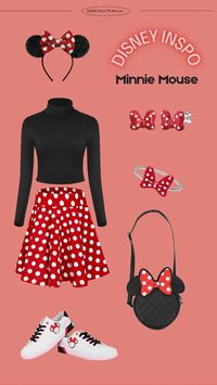 Minnie Mouse-inspired Disney fit for Disney World trips or Disneyland winter adventures. Make your Disney outfit magical! 🎀✨ #CuteDisneyFit #MinnieMouse #DisneyWorldTips #DisneylandOutfitIdeas