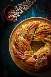 Saffron, Rose and Pistachio Bread – My Indian Holiday Wreath Bread – A CupCake For Love