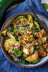 Looking for delicious salad recipes? Create this delicious, tangy and spicy Korean Cucumber Salad (Oi Muchim)! It is a crunchy, refreshing and easy-to-make Korean cucumber side dish that is healthy and flavorful. Watch the video!