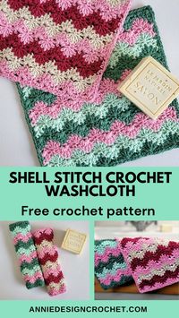 These Shell Stitch Crochet Washcloths are a free crochet pattern, wish a lovely finish, that would look great in any home.  This is an easy crochet project suitable for any skill level including beginner crochet, this crochet pattern helps you easily make your own colorful washcloths (or crochet dishcloths!) that you can keep or gift.