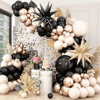 elegant balloon garland arch kit in sand white black star - Temu