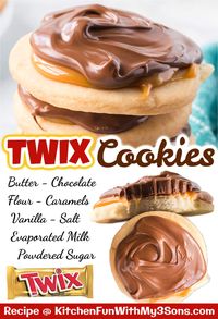 Twix Cookies are delicious shortbread cookies topped with caramel and milk chocolate that tastes just like the beloved Twix candy bar. Our favorite cookie recipe! #Dessert #Recipes #Cookies