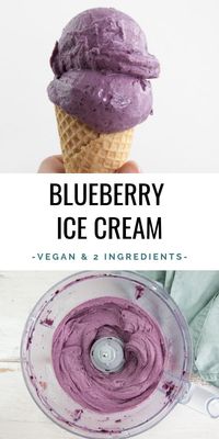 Vegan & 2-Ingredient Blueberry Ice Cream - no churning and no ice cream machine needed. | ElephantasticVegan.com #vegan #blueberry #icecream