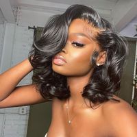 Buy this wavy bob wig with 13x4 parting space at an afordable price from Wowangel.com. This bob wig is in HD lace with bleached knots and plucked hairline.