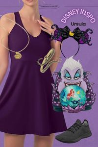 Ursula inspired Disneybound outfit idea. Perfect Disney Villain outfit for Disney parks. #disneybound #littlemermaid #ursula #disneyvallians #outfit idea #disneyoutfitidea #halloween #disneyadultoutfit #momoutfit #casual