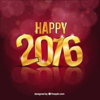 Happy 2016 background with golden letters I Free Vector