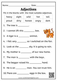 Adjectives - Worksheet Digital