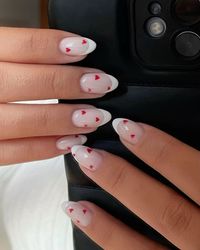 Valentines Nails Aesthetic Red White Pink