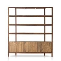 Reza Wide Bookcase Toasted Acacia Four Hands