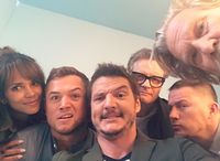 Kingsmen The Golden Circle: Halle Berry, Taron Egerton, Pedro Pascal, Colin Firth, Channing Tatum and Jeff Bridges at San Diego Comic Con 2017 SDCC (photo via Pedro's Instagram)