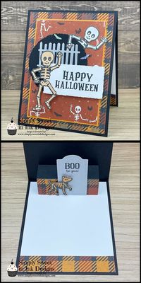 Spooky cute Halloween pop up card with the Bag of Bones bundle. Video tutorial on my blog (in bio). 🎃👻 #bagofbonesbundle #halloweenpopupcard #halloweencrafts