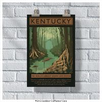 "Celebrate the Bluegrass State with our beautiful Kentucky travel poster! Featuring iconic imagery of Kentucky's unique landscapes and landmarks, this print captures the essence of the state's rich history and vibrant culture. With its rolling horse country, world-famous bourbon, and stunning natural wonders, Kentucky is a true treasure of the American South. So why not take home a piece of this unforgettable state with our Kentucky travel poster? It's the perfect way to showcase your love of travel and the beauty of the world. At UnitedWorldMemories, we are committed to providing you with the highest quality travel products. From posters and postcards to stickers and magnets, each item is designed to capture the spirit of your favorite destinations and bring a touch of wanderlust to your