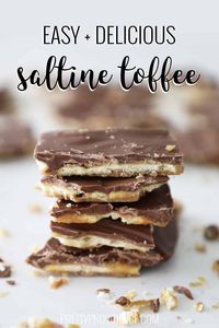 Saltine Toffee is the perfect easy treat when you need a sugar fix! With only four ingredients and fifteen minutes start to finish, saltine cracker toffee is sure to be a new family favorite treat! #saltinetoffee #saltinecrackertoffee #saltinetoffeebark #saltinetoffeecookies #saltinetoffeecandy #saltinetoffeerecipe