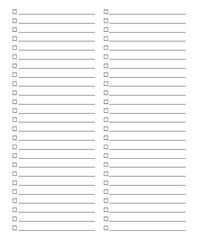 Blank Checklist - 25 rows in each column (50 count total)