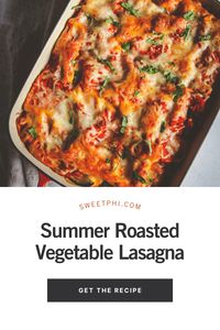 Hearty and healthy summer roasted vegetable lasagna recipe is a great way to use summer vegetables and herbs in a family vegetarian dinner. Find this vegetable lasagna recipe on the blog!