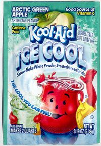 Kool-Aid Ice Cool Artic Green Apple flavor packet. I remember ruining a starbucks bottle because I fixed this stuff in it. It was damn good kool aid though.