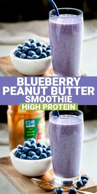 This 5-Minute recipe for Blueberry Peanut Butter Smoothie is going to slide right into your breakfast routine! It has 30 grams of protein, two servings of produce and will keep satiated until lunchtime. The nutty and fruity combination of blueberry and PB tastes like a peanut butter and jelly sandwich in smoothie form!