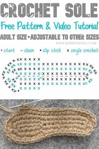 Free Crochet Sole Pattern - Video Tutorial - Adult Size - Sew Historically