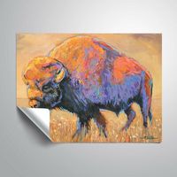 Buffalo is a wonderful reproduction featuring a majestic buffalo grazing in a vast field. A gorgeous conversation piece that will compliment any home or office. Size: 32" H x 24" W | ArtWall Buffalo Wall Mural Vinyl in Gray / Yellow | 1 W in | Wayfair | Home Decor