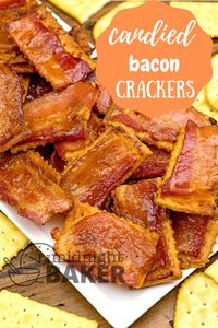 How to make easy candied bacon crackers as appetizers and bbq parties.