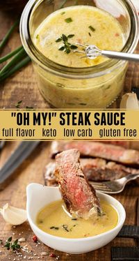 "Oh My!" Steak Sauce: my favorite secret family recipe for the best flavored buttery steak sauce! This steak sauce is gluten free, low carb and keto approved! #LowCarb #Keto #glutenfree #steak #ketorecipes #lowcarbrecipes #SteakSauce