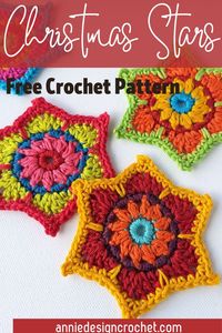 These Christmas Crochet Stars are not traditional perhaps, but their bold beautiful colours will brighten up any home! This free crochet pattern uses only small scraps of cotton yarn, to make these unconventional Christmas crochet decorations.