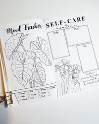 March’s Mood Tracker & Self-Care Routine pages ; a friendly reminder that you need to “water yourself like you would a houseplant” 🤗 | @_TheMaximalist . . . . #thatgirlaesthetic #art #bulletjournal #affirmations #selflove #bujospread #productivityhabits #selfhelptools