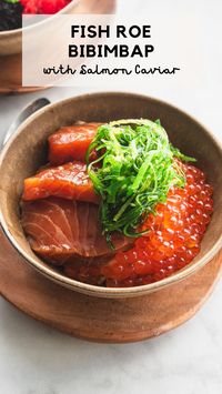 Inspired by Netflix's Culinary Class Wars: Al Bap or Fish Roe Bibimbap! A Korean rice bowl seasoned with a generous amount of salty, crunchy, pop-in-your-mouth Tobiko, Masago, or Salmon Caviar. Make a simple rice bowl more extravagant with fish eggs. So easy and so tasty!