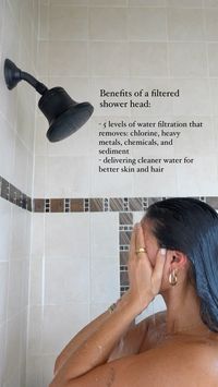 A filtered showerhead makes such a big difference pictured: @kohlerco Cinq showerhead 🤍 #ad