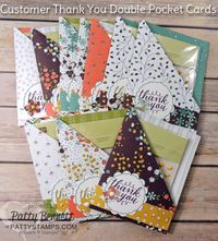 Create a Double Pocket Card with your Simply Scored Board and Diagonal Plate from Stampin Up!. Customer Thank You cards featuring Wildflower Fields paper - a free gift choice during Sale a Bration 2016, by Patty Bennett