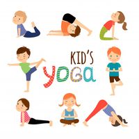 Yoga kids set Premium Vector