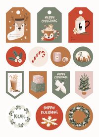 Christmas set with stickers and labels. Download it at freepik.com! #Freepik #vector #background #banner #poster #christmas